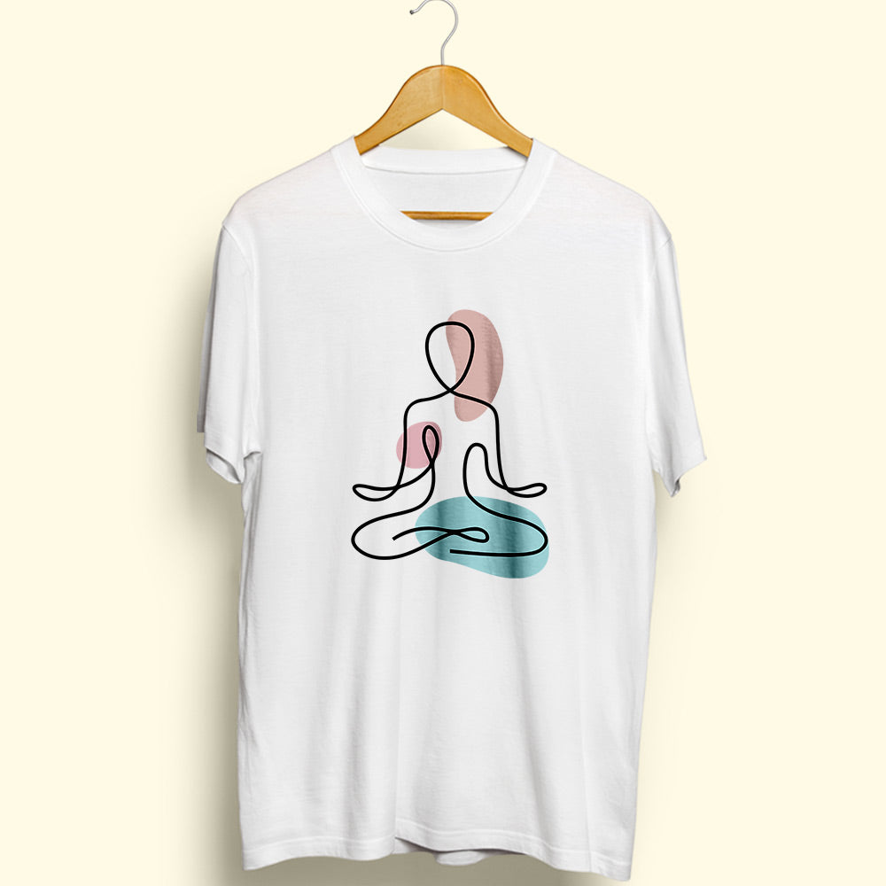 Yoga Line Art Half Sleeve T-Shirt - Soul & Peace