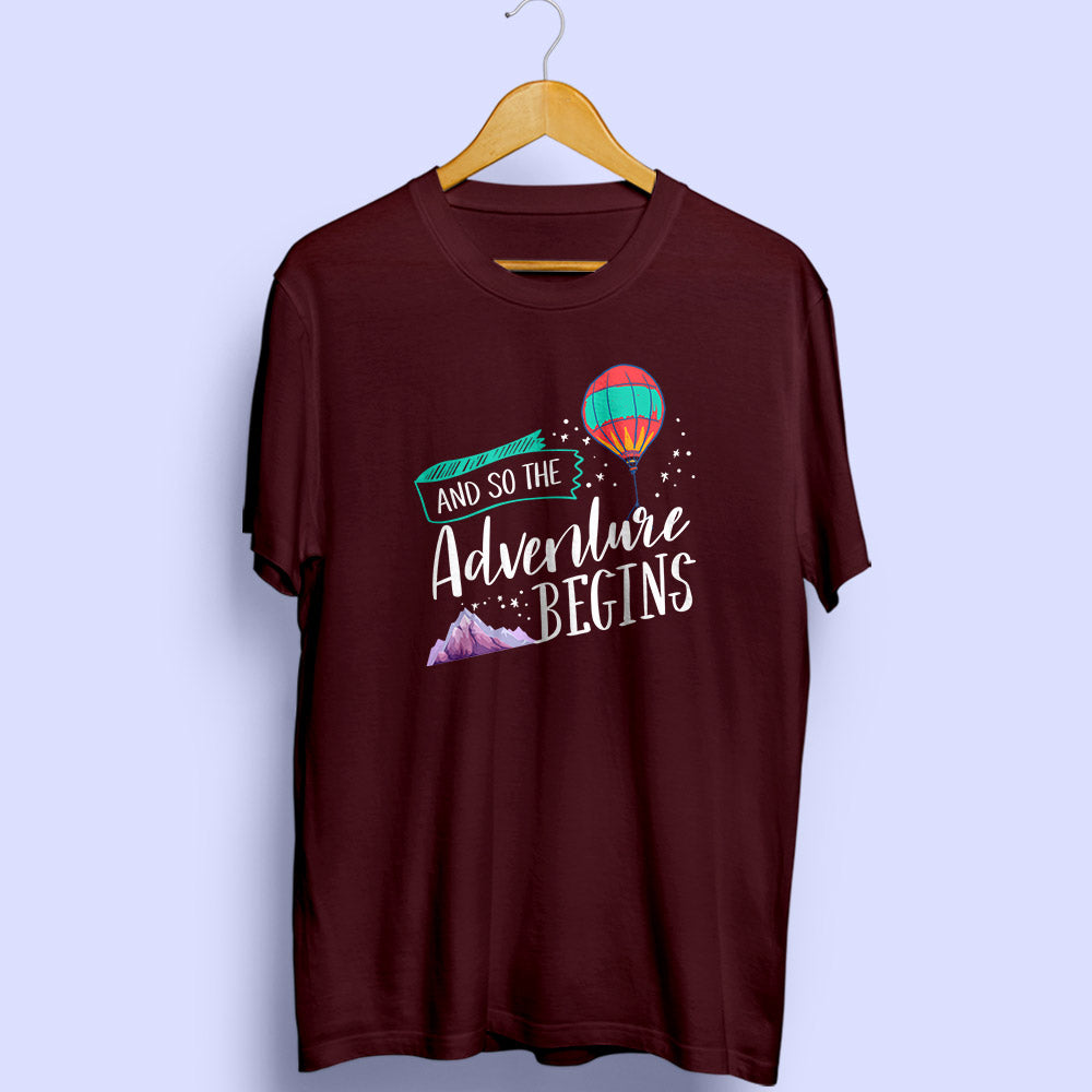 Adventure Begins Half Sleeve T-Shirt - Soul & Peace