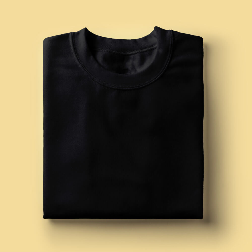 Solid: Black Round Neck T-Shirt - Soul & Peace