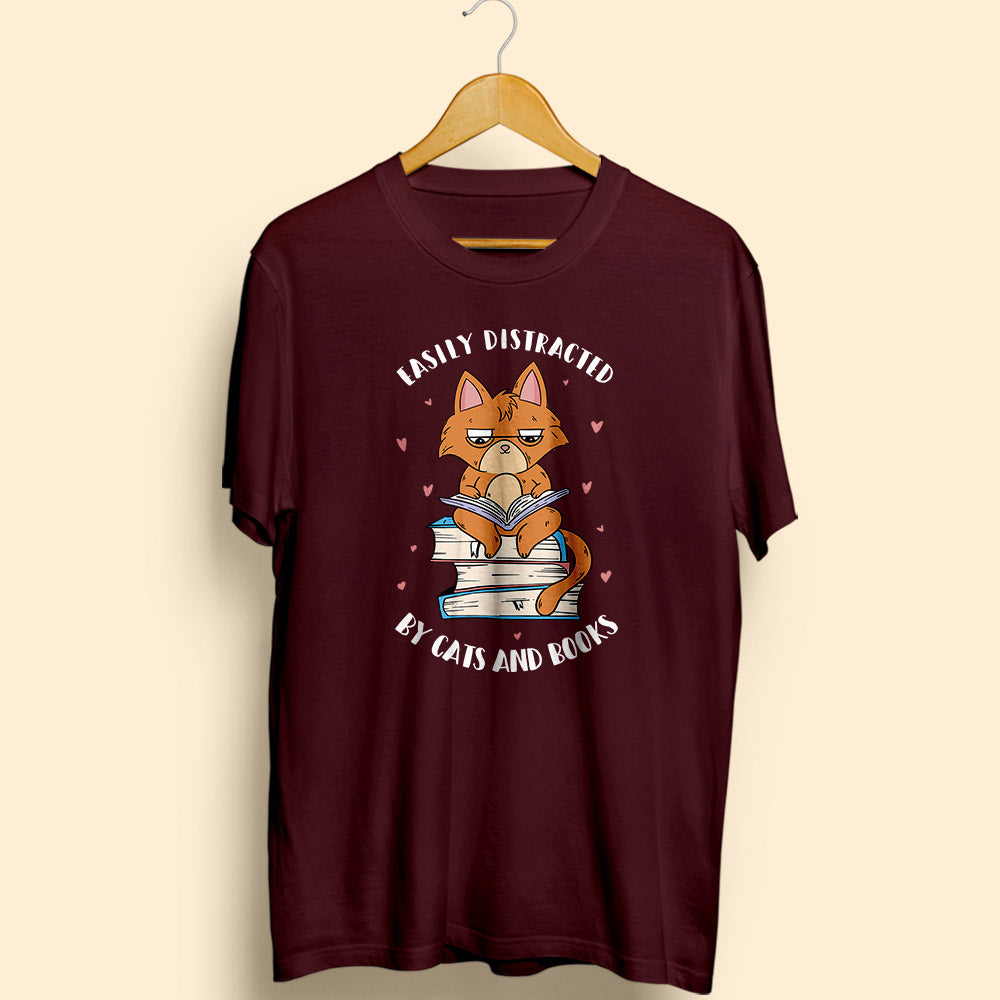 Cats & Books Half Sleeve T-Shirt - Soul & Peace