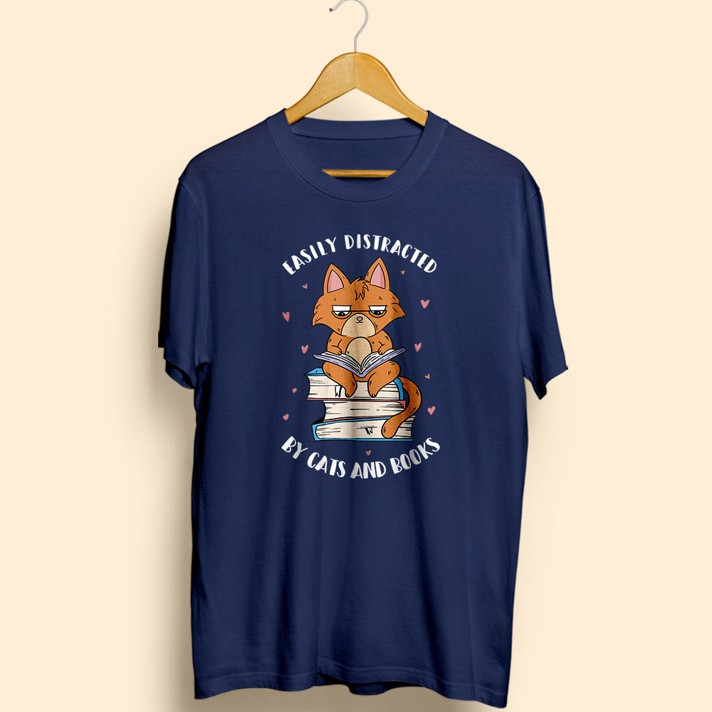 Cats & Books Half Sleeve T-Shirt - Soul & Peace