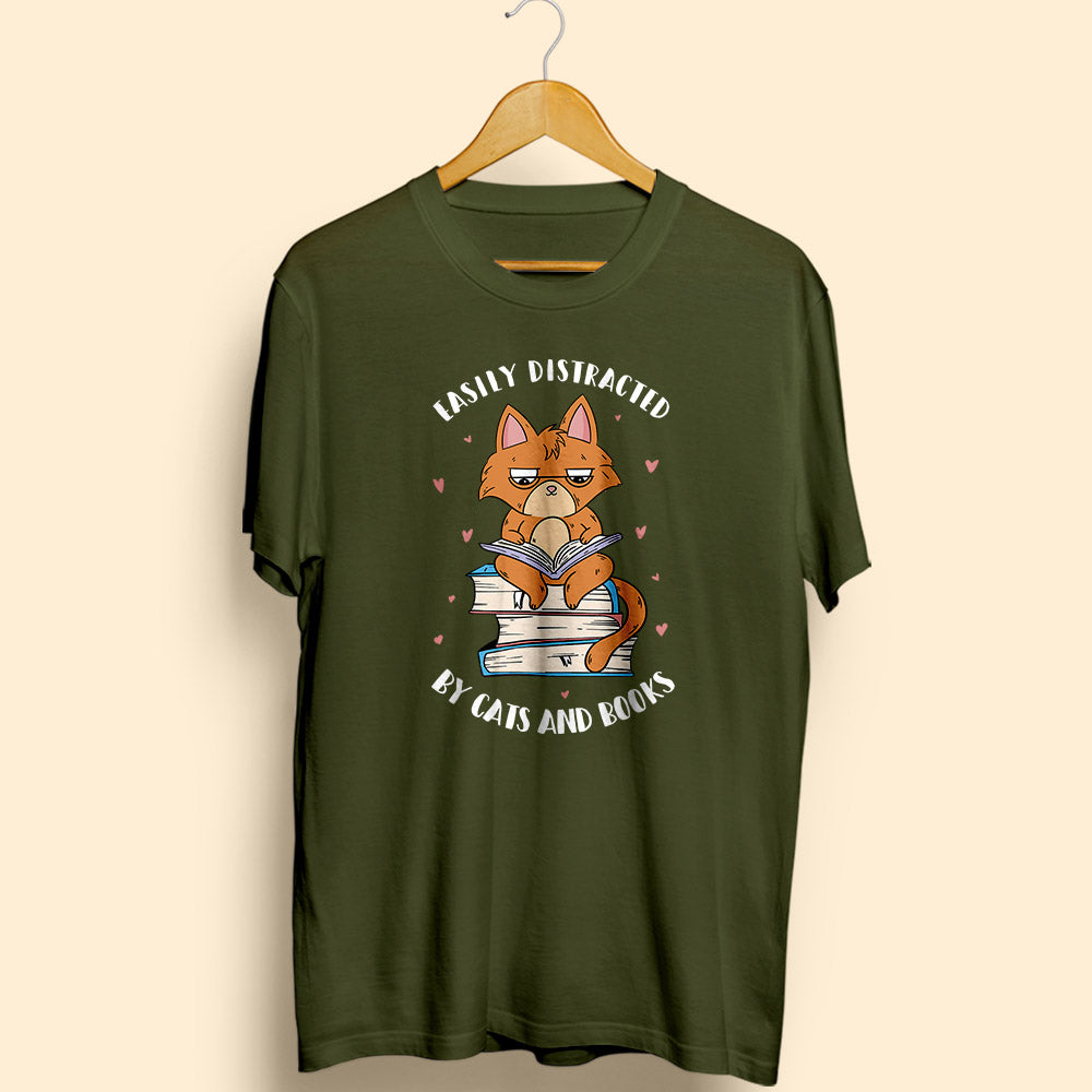 Cats & Books Half Sleeve T-Shirt - Soul & Peace