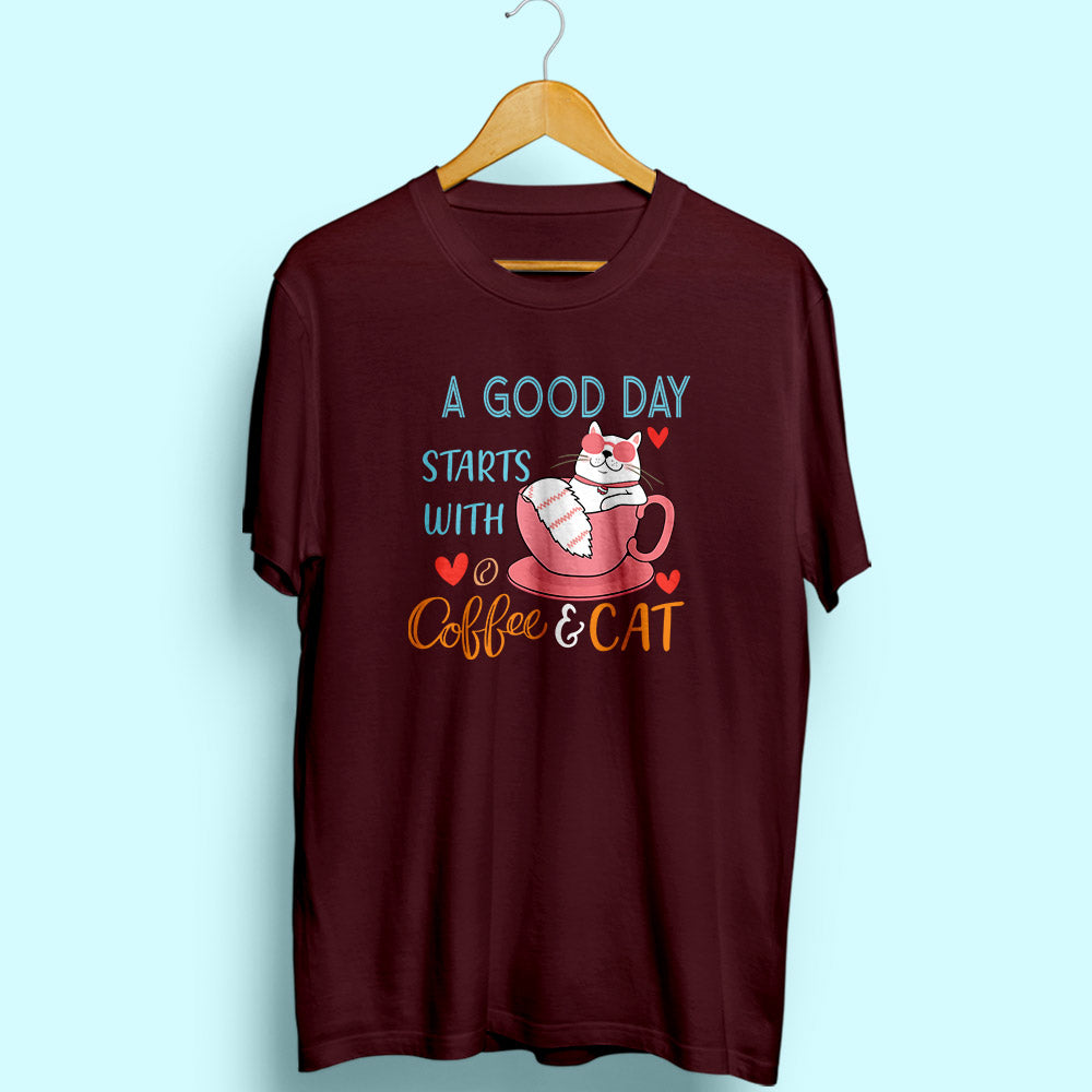 Coffee Cat Half Sleeve T-Shirt