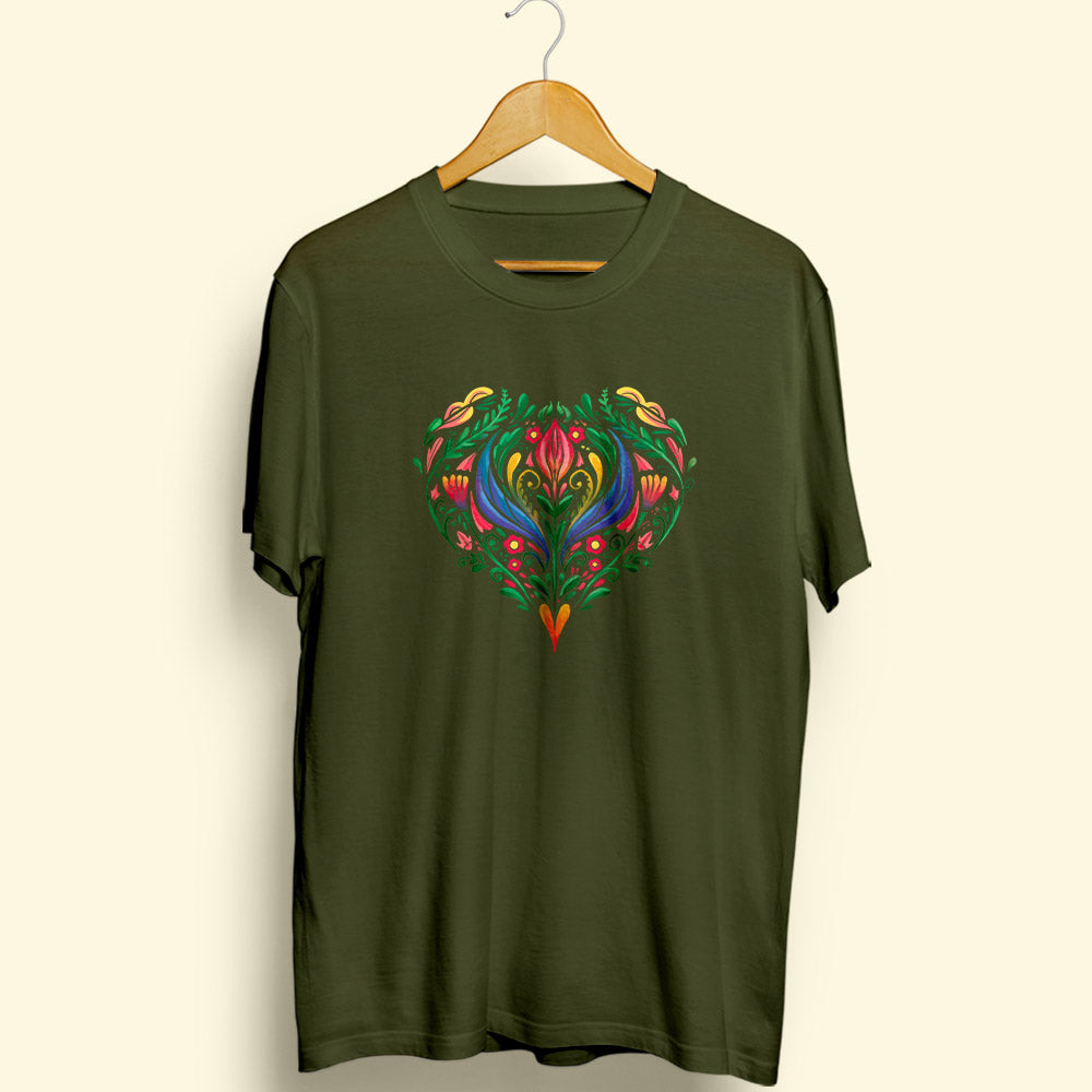 Floral Heart Half Sleeve T-Shirt