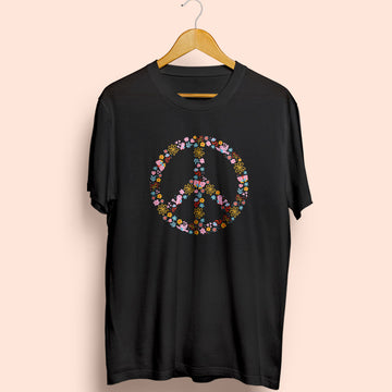 Floral Peace Half Sleeve T-Shirt