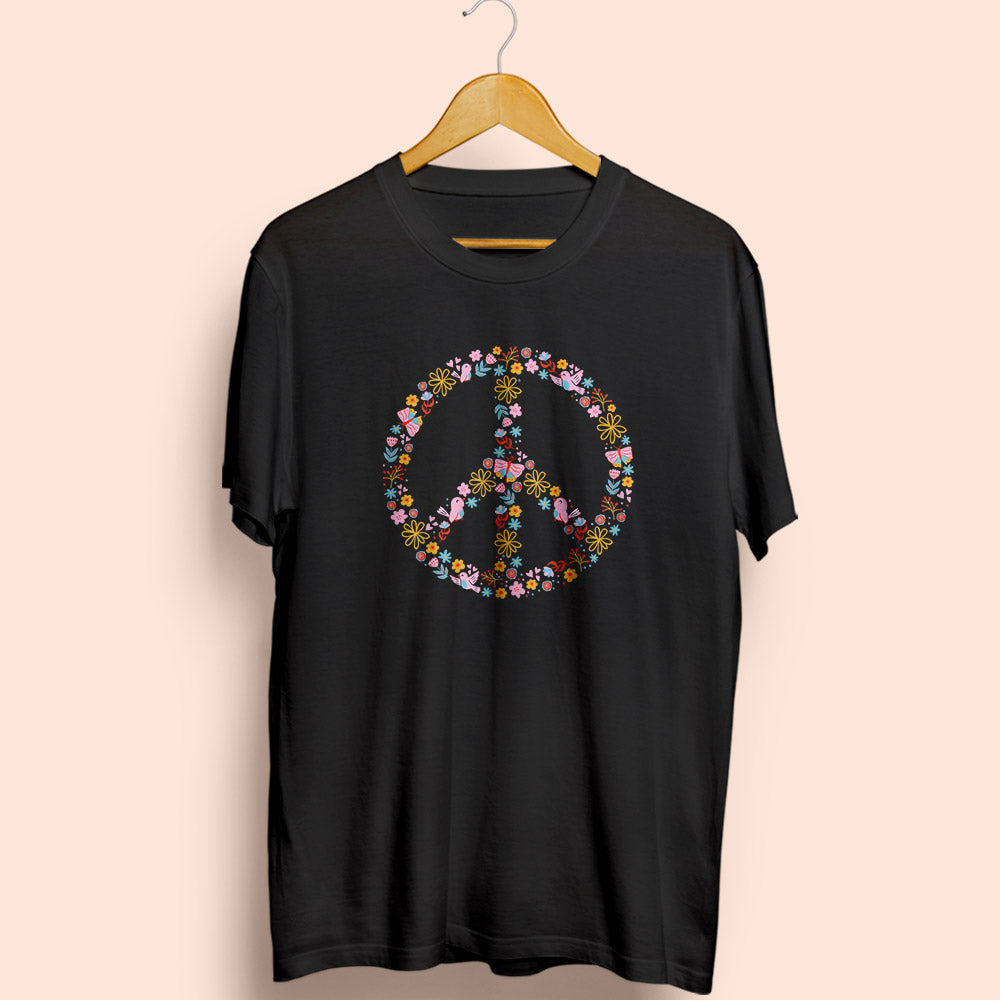 Floral Peace Half Sleeve T-Shirt - Soul & Peace