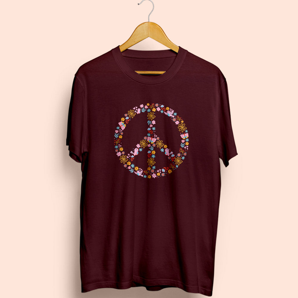 Floral Peace Half Sleeve T-Shirt - Soul & Peace