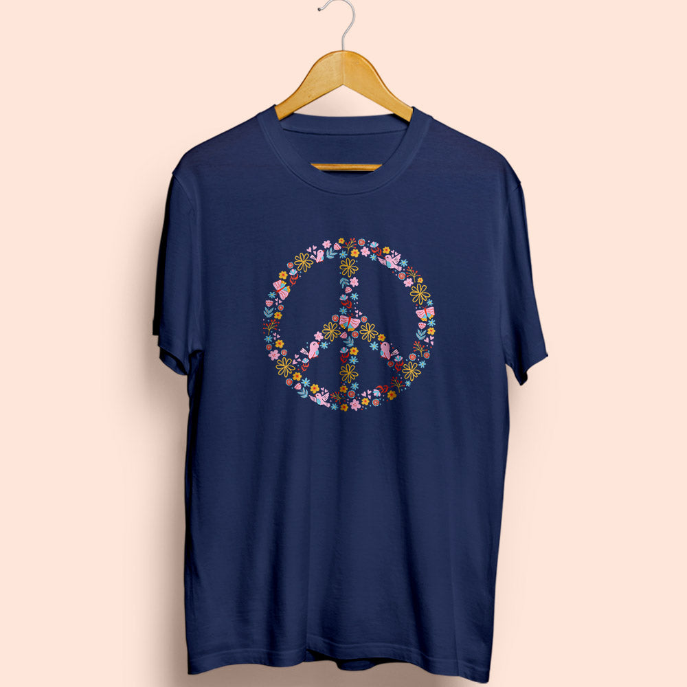 Floral Peace Half Sleeve T-Shirt - Soul & Peace