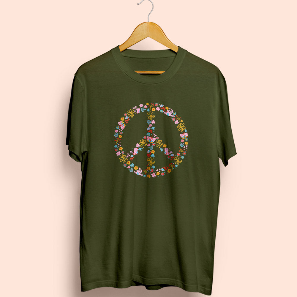 Floral Peace Half Sleeve T-Shirt - Soul & Peace