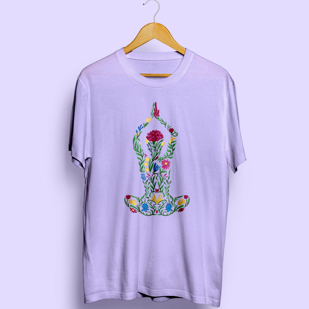 Floral Yoga Half Sleeve T-Shirt - Soul & Peace