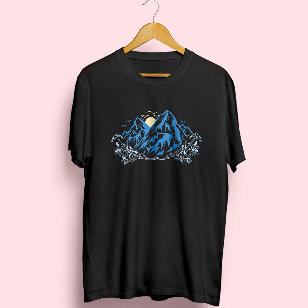 Flower & Mountain Half Sleeve T-Shirt - Soul & Peace