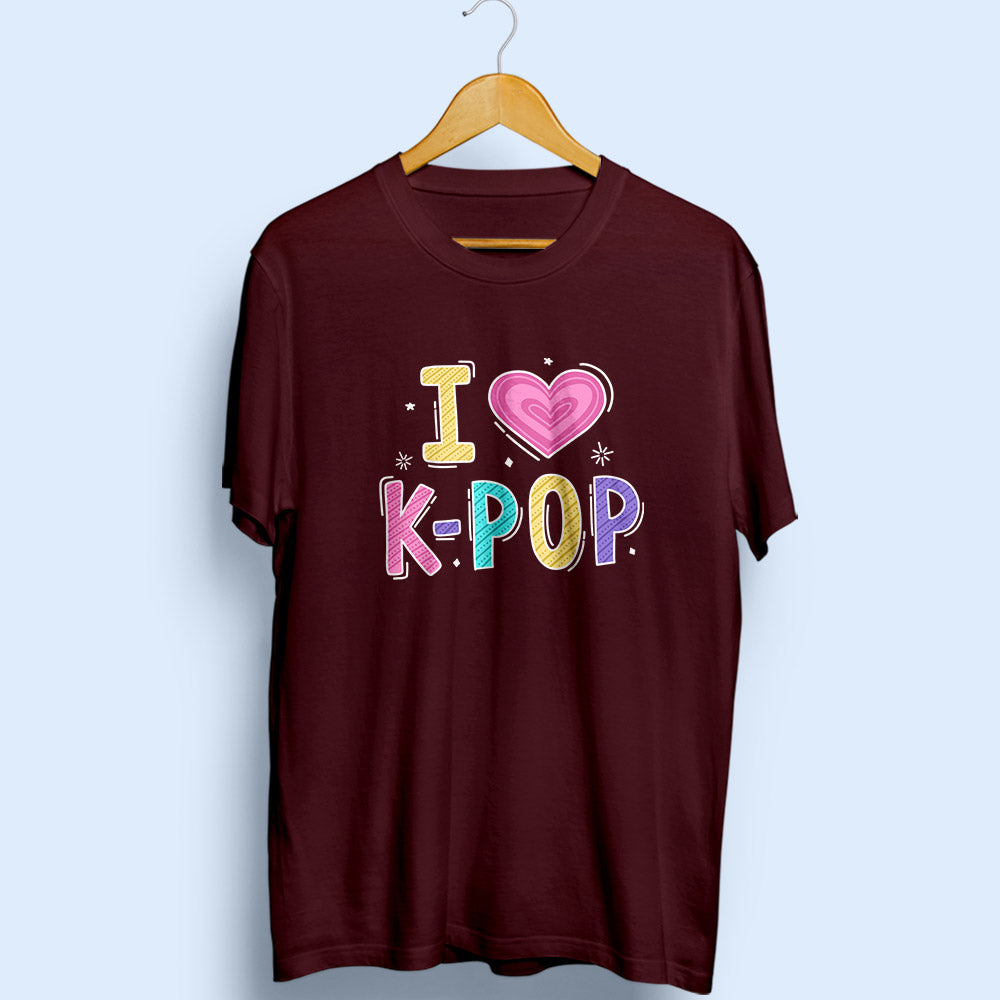 I Love K-Pop Half Sleeve T-Shirt - Soul & Peace