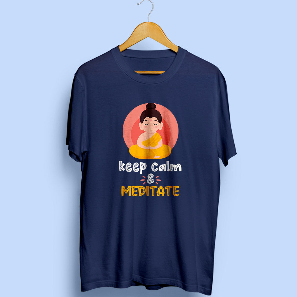 Keep Calm Meditate Half Sleeve T-Shirt - Main Image