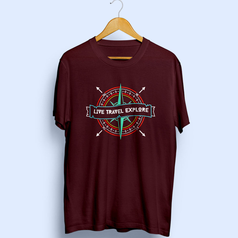 Live Travel Explore Half Sleeve T-Shirt - Soul & Peace