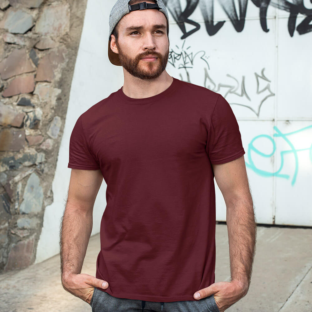 Solid: Maroon Round Neck T-Shirt - Soul & Peace