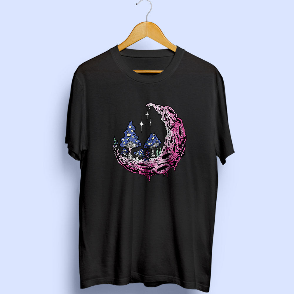 Moon And Mushroom Half Sleeve T-Shirt - Soul & Peace