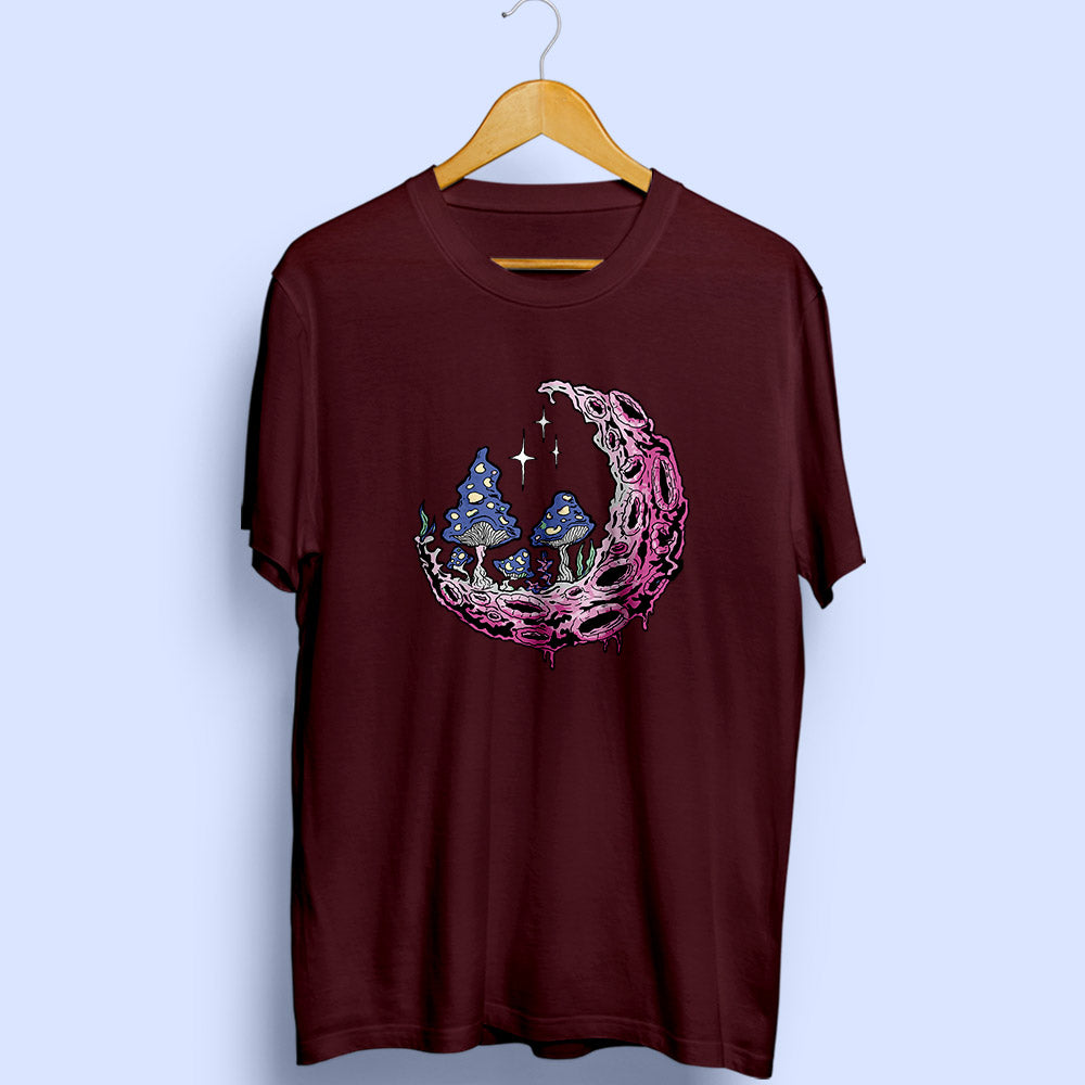 Moon And Mushroom Half Sleeve T-Shirt - Soul & Peace