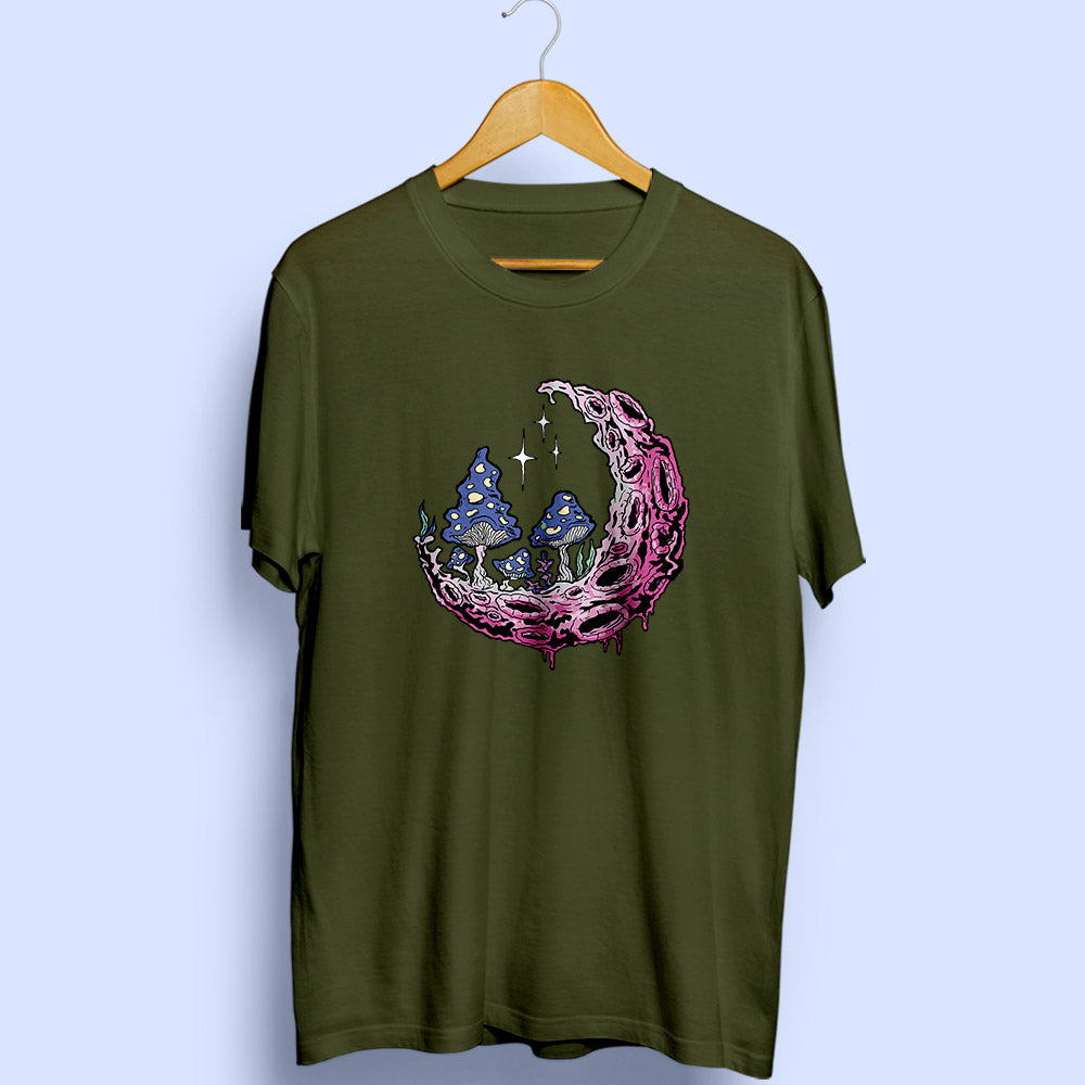 Moon And Mushroom Half Sleeve T-Shirt - Soul & Peace