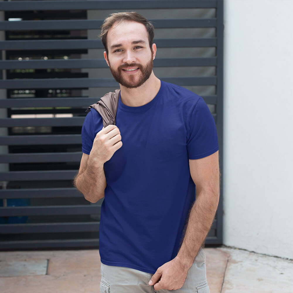 Solid: Navy Blue Round Neck T-Shirt