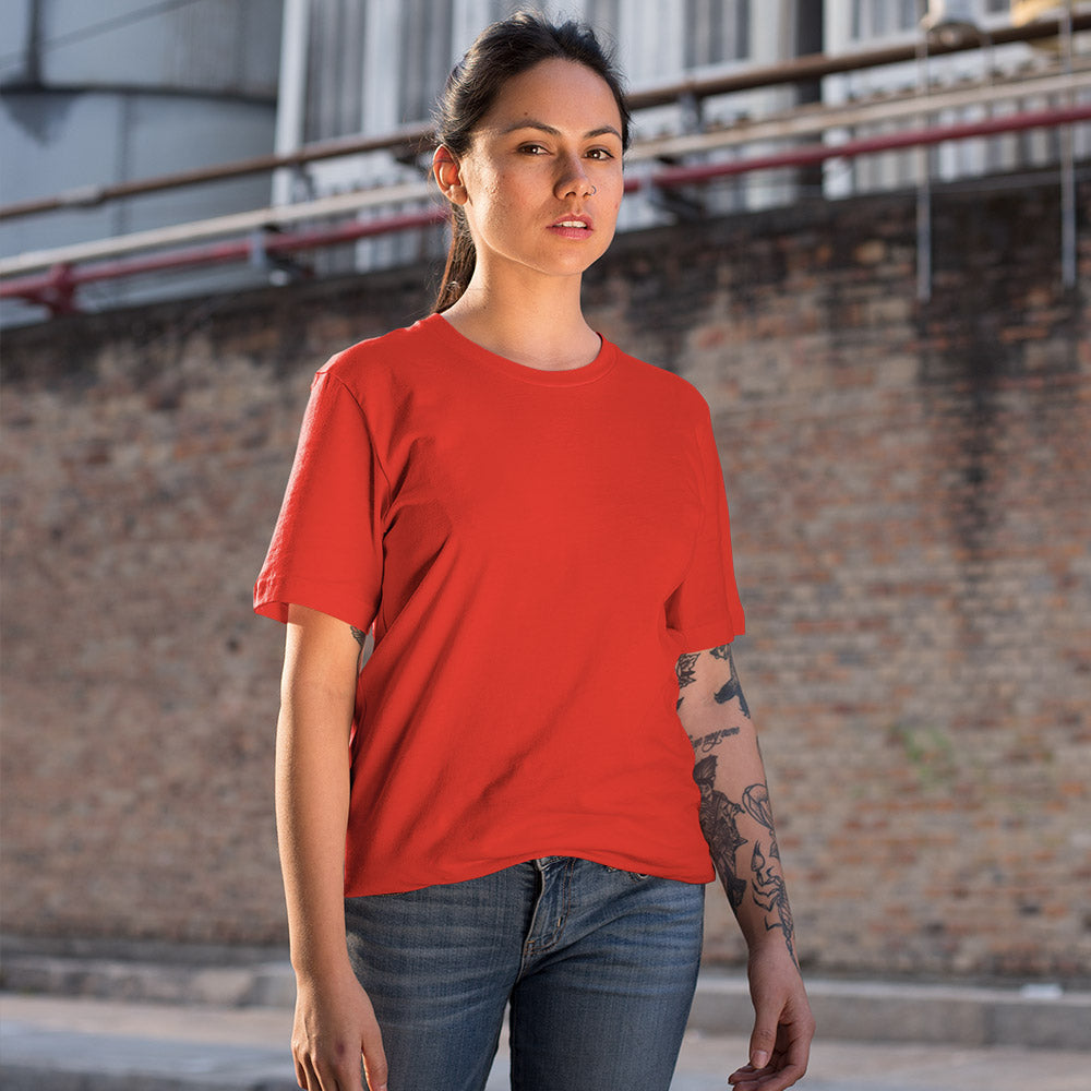Solid: Red Round Neck T-Shirt - Soul & Peace