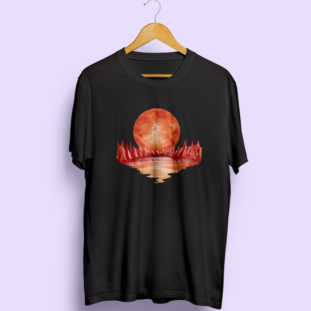 Red Landscape Half Sleeve T-Shirt