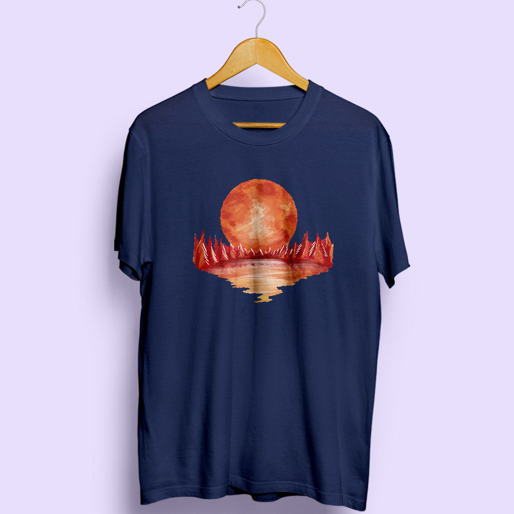 Red Landscape Half Sleeve T-Shirt