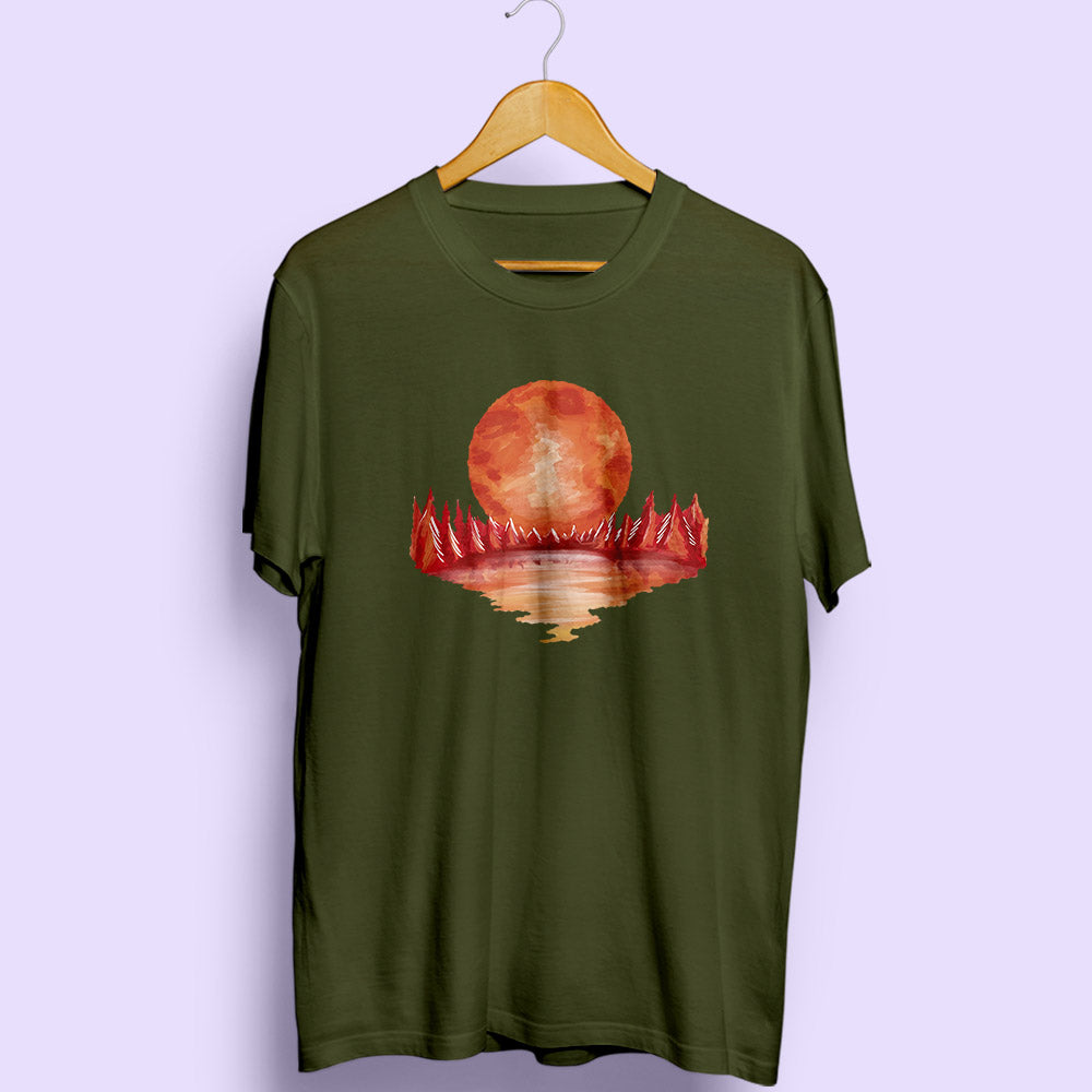 Red Landscape Half Sleeve T-Shirt
