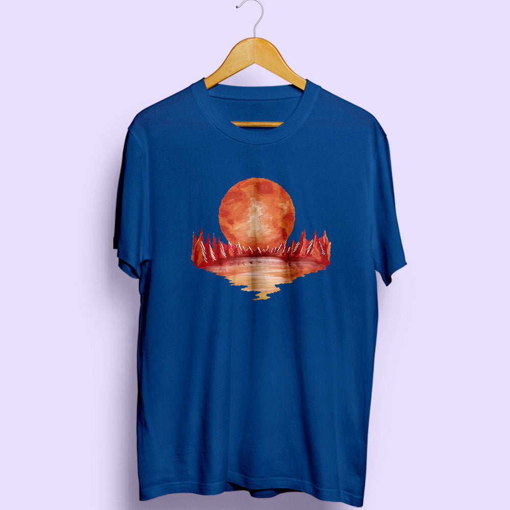 Red Landscape Half Sleeve T-Shirt