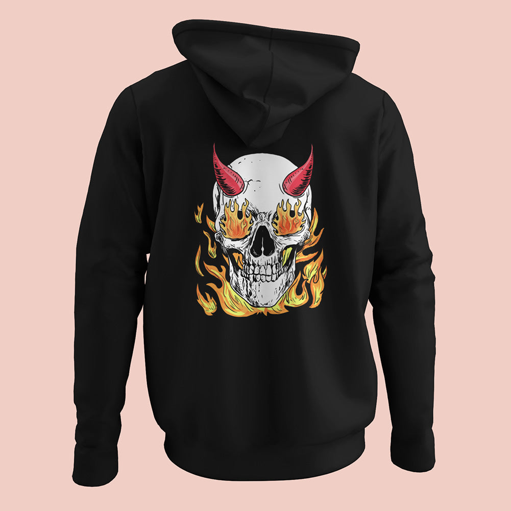 Skull Flames (Back Print) Unisex Hoodie