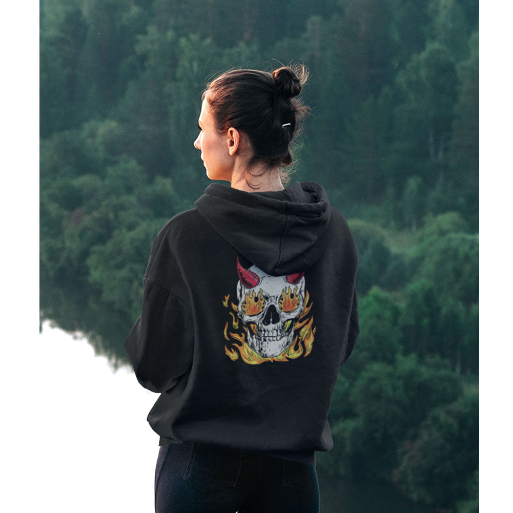 Skull Flames (Back Print) Unisex Hoodie