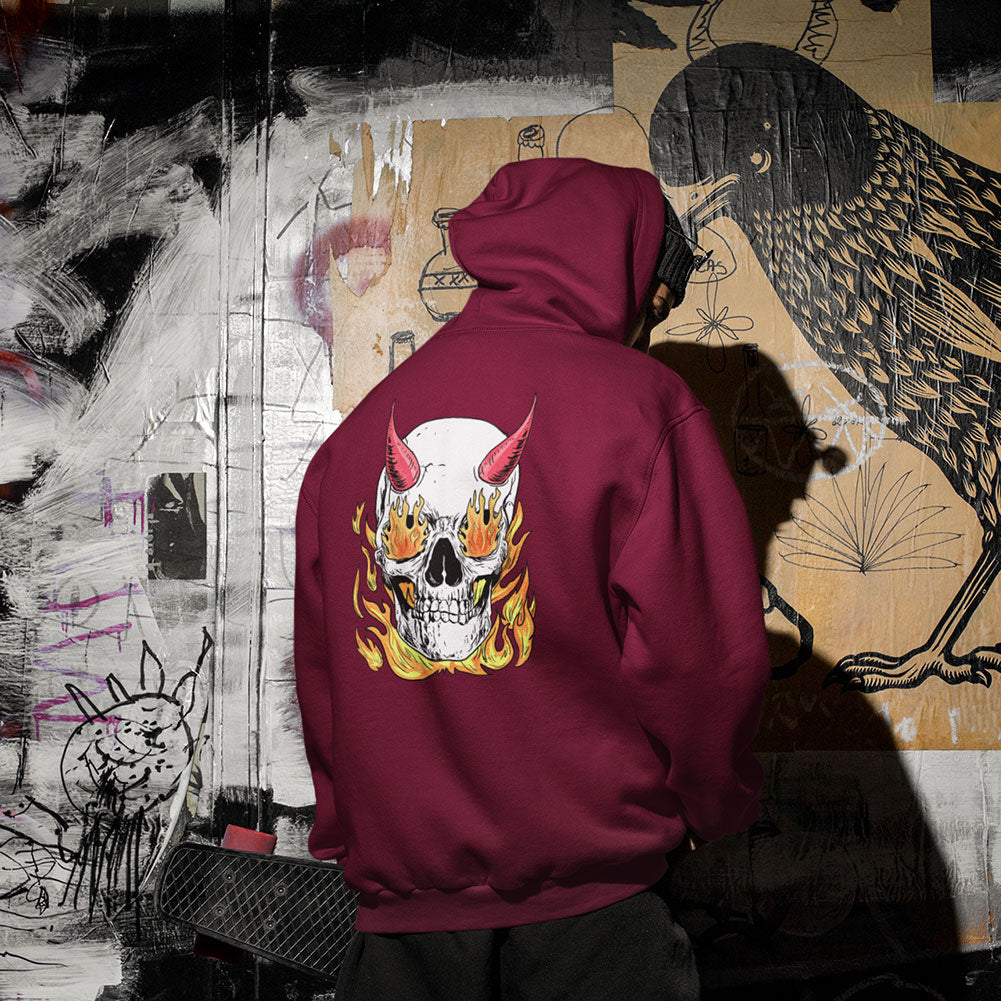 Skull Flames (Back Print) Unisex Hoodie