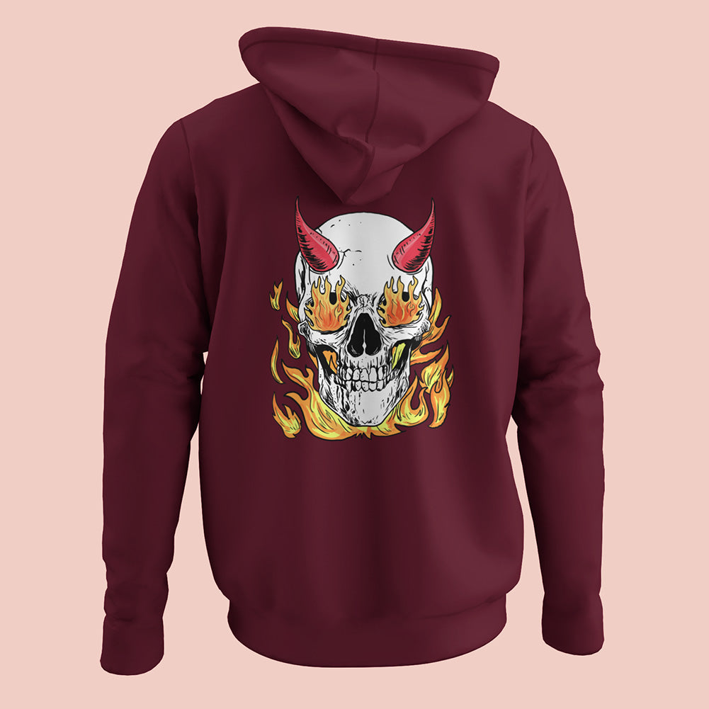 Skull Flames (Back Print) Unisex Hoodie