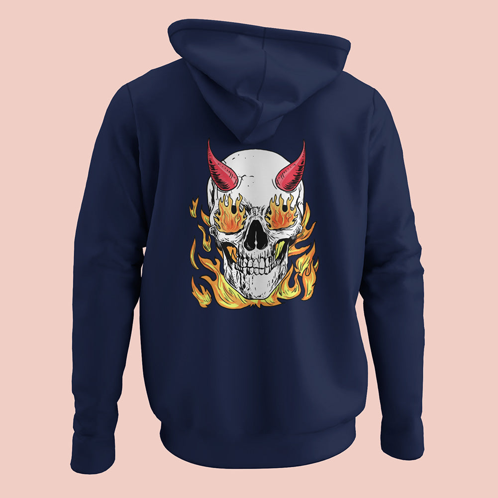 Skull Flames (Back Print) Unisex Hoodie