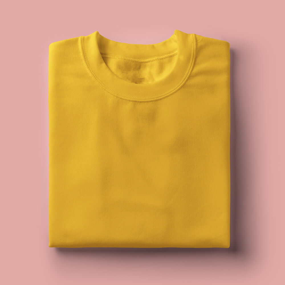 Solid: Yellow Round Neck T-Shirt - Soul & Peace