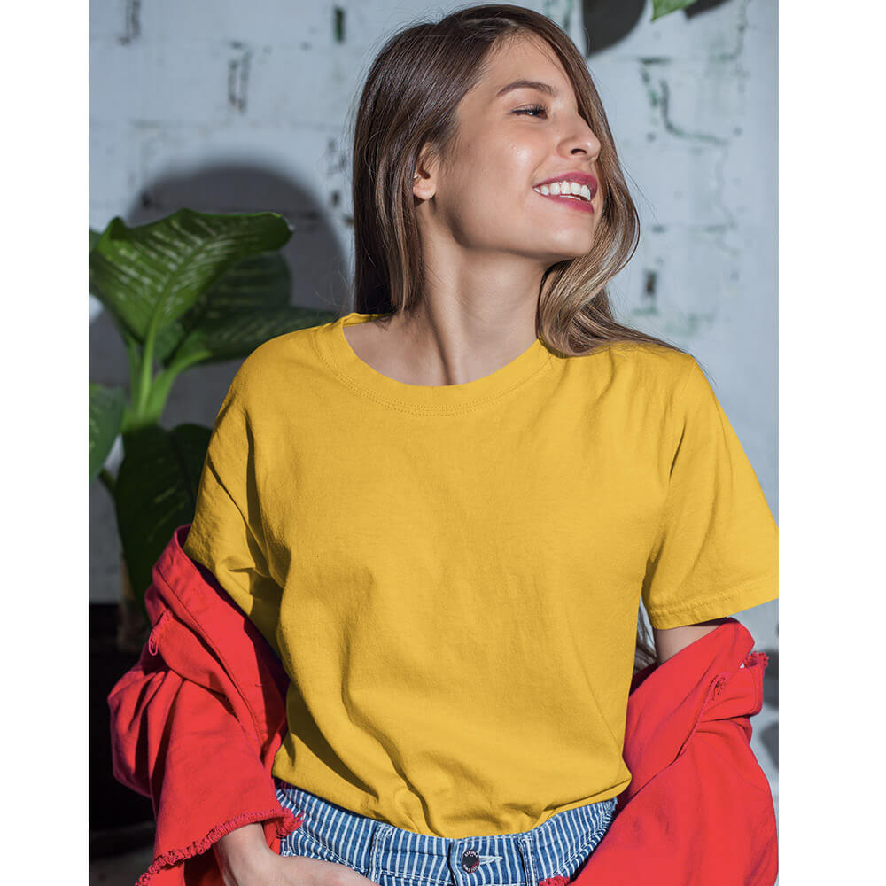 Solid: Yellow Round Neck T-Shirt - Soul & Peace