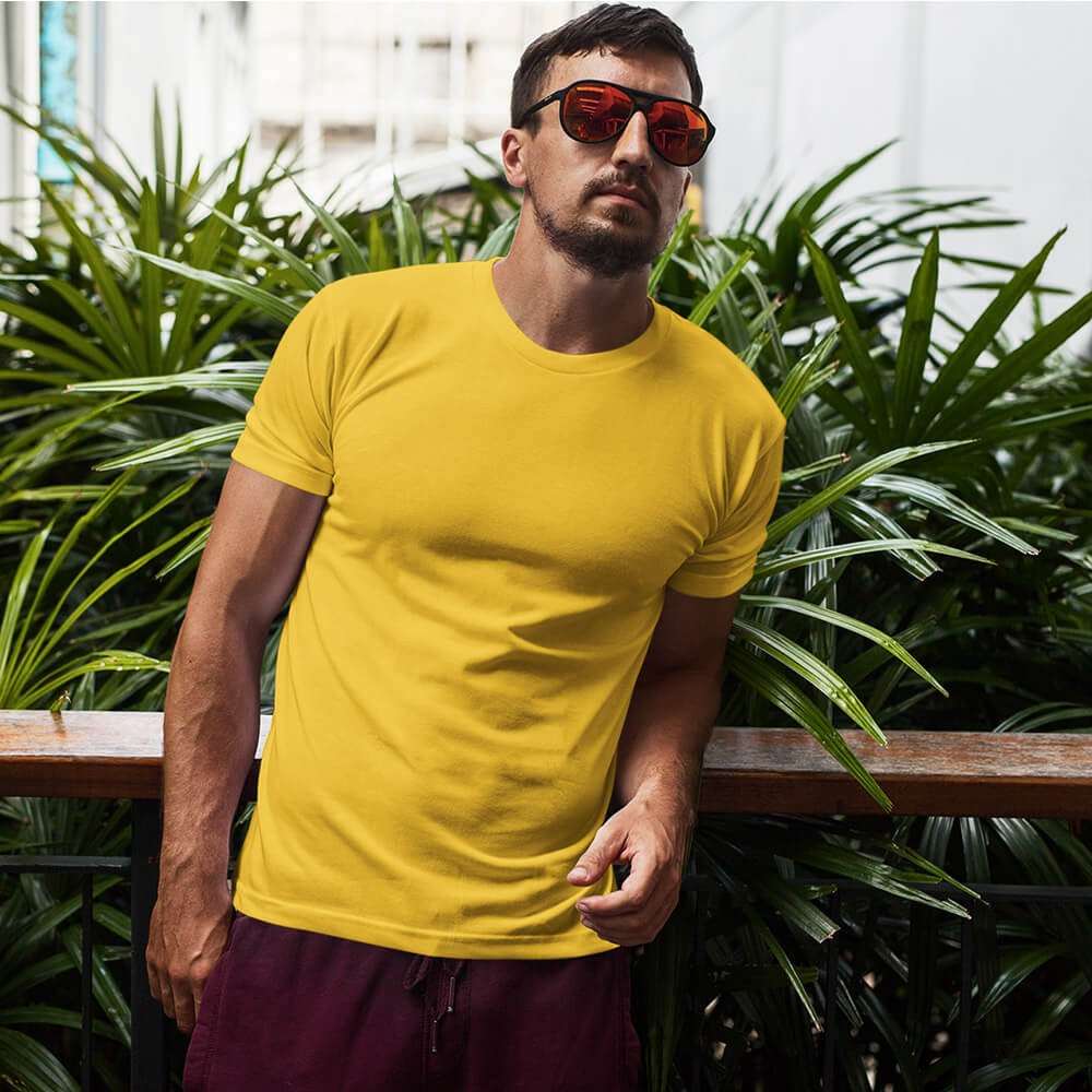 Solid: Yellow Round Neck T-Shirt - Soul & Peace