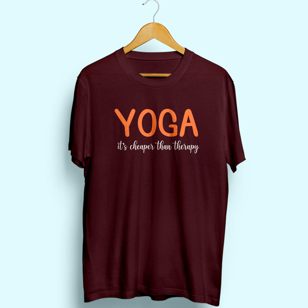 Yoga It's Cheaper Than Therapy Half Sleeve T-Shirt - Soul & Peace