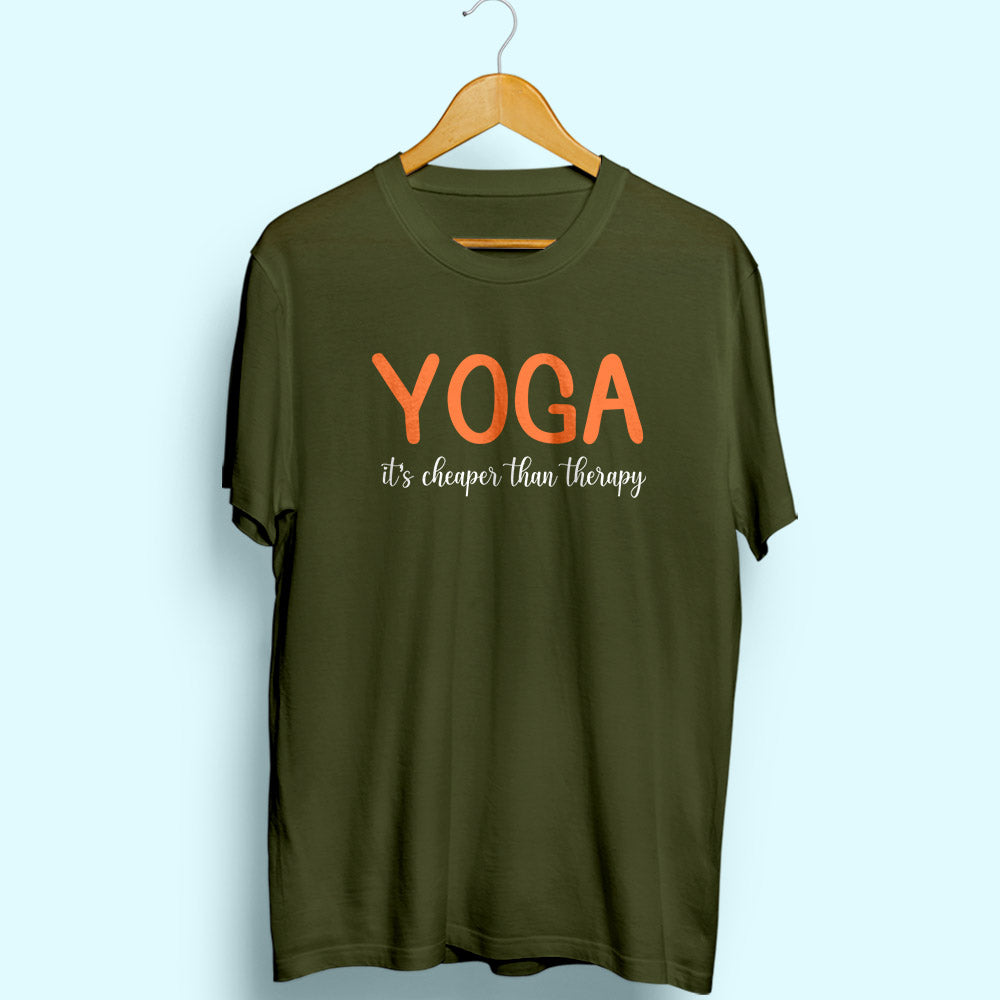 Yoga It's Cheaper Than Therapy Half Sleeve T-Shirt - Soul & Peace
